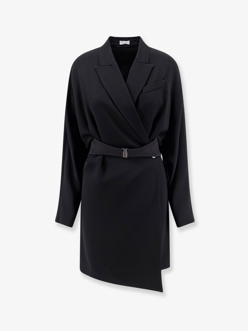 Brunello Cucinelli Brunello Cucinelli Chemisier Dress With Tuxedo-Style Band - World Class Fashion