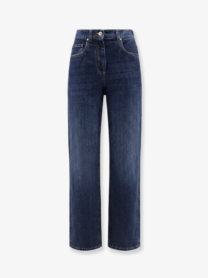 Brunello Cucinelli Brunello Cucinelli Wide Barrel Full Length Jeans Blue - World Class Fashion
