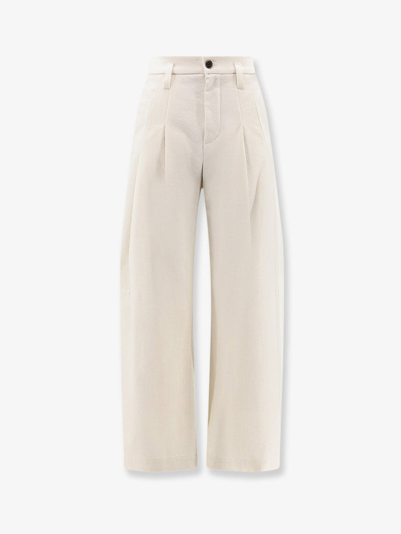 Brunello Cucinelli Brunello Cucinelli Baggy Wool Cotton Trousers White - World Class Fashion
