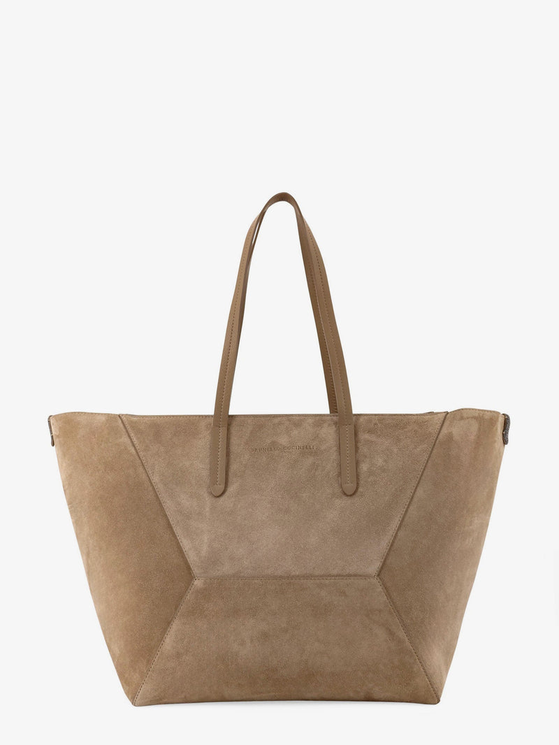 Brunello Cucinelli Brunello Cucinelli BC Duo Suede Shoulder Bag Beige - World Class Fashion