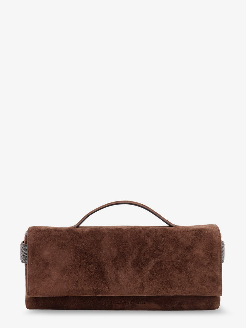 Brunello Cucinelli Brunello Cucinelli Essence Suede Handbag Brown - World Class Fashion