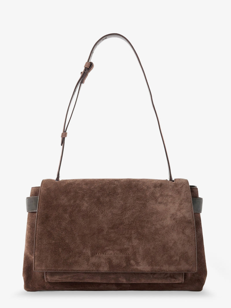 Brunello Cucinelli Brunello Cucinelli Suede Crossbody Bag With Monili Details - World Class Fashion