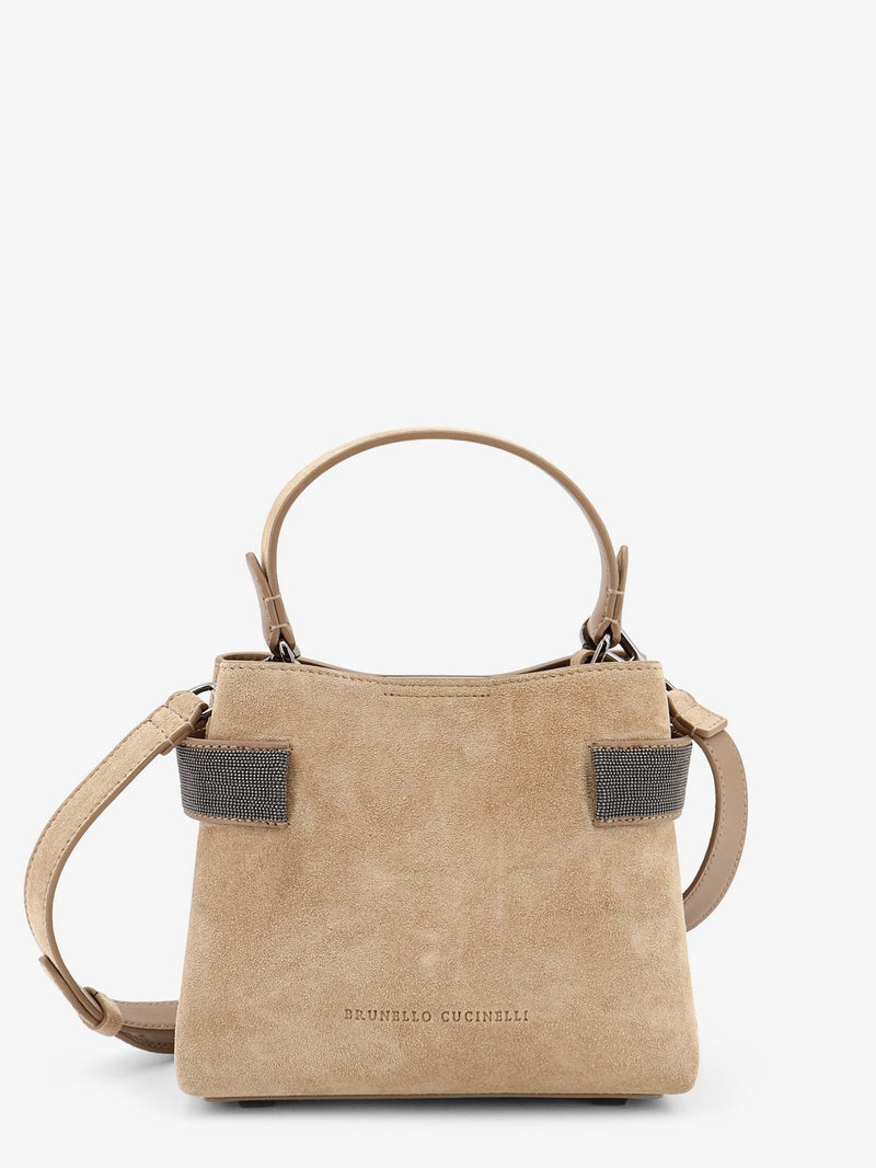 Brunello Cucinelli Brunello Cucinelli Suede Crossbody Bag Beige - World Class Fashion