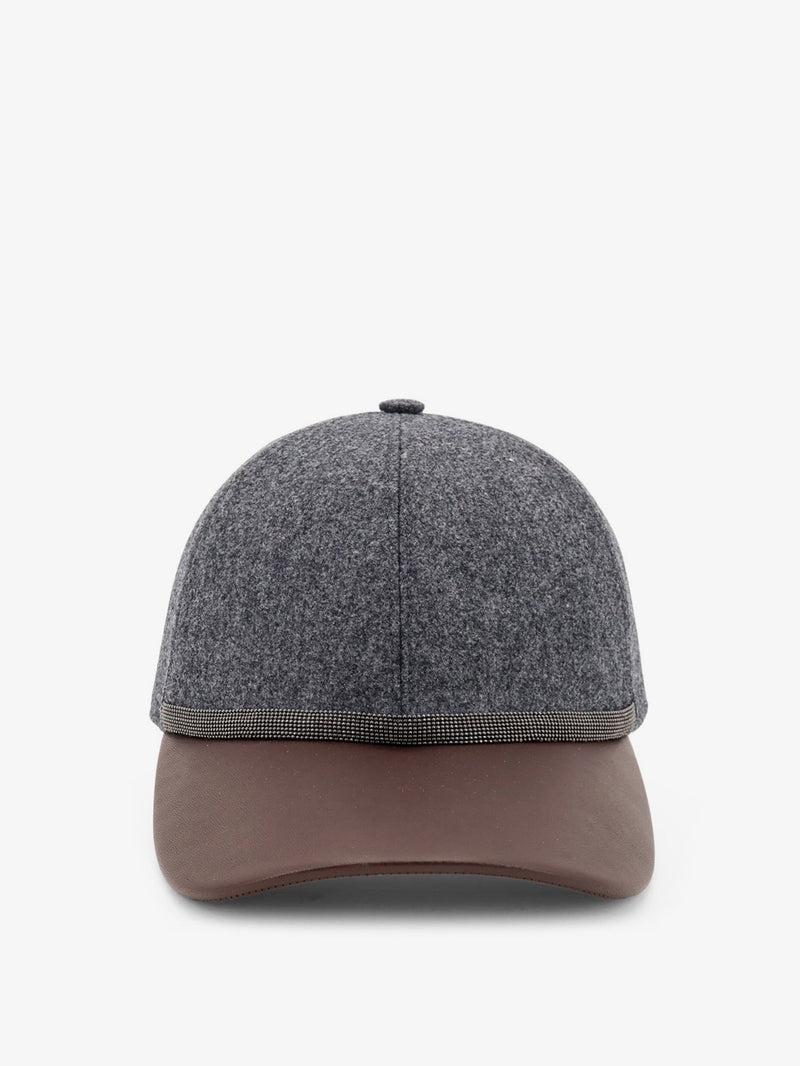 Brunello Cucinelli Brunello Cucinelli Wool Hat with Monili Detail Grey - World Class Fashion