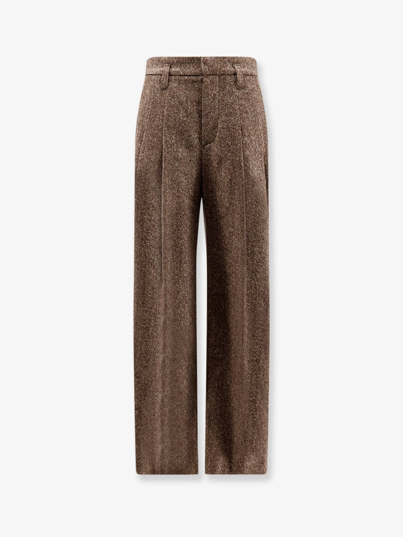 Brunello Cucinelli Brunello Cucinelli Mélange Wool Blend Trousers Brown - World Class Fashion