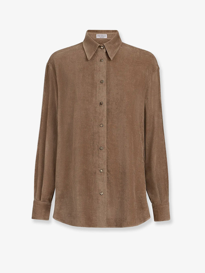 Brunello Cucinelli Brunello Cucinelli Fluid Corduroy Shirt Beige Women - World Class Fashion
