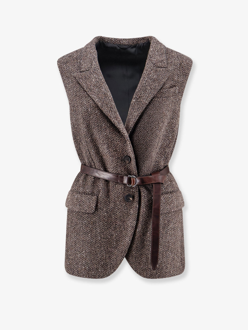 Brunello Cucinelli Brunello Cucinelli Sleeveless Blazer With Belt - World Class Fashion