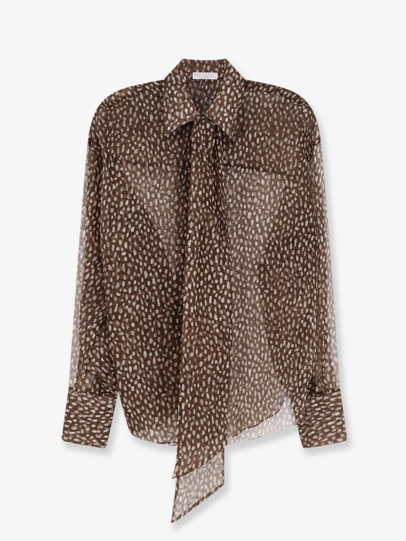 Brunello Cucinelli Brunello Cucinelli Sheer Silk Shirt Brown - World Class Fashion