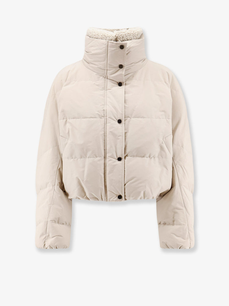 Brunello Cucinelli Brunello Cucinelli Down Jacket with Shearling Collar Beige - World Class Fashion