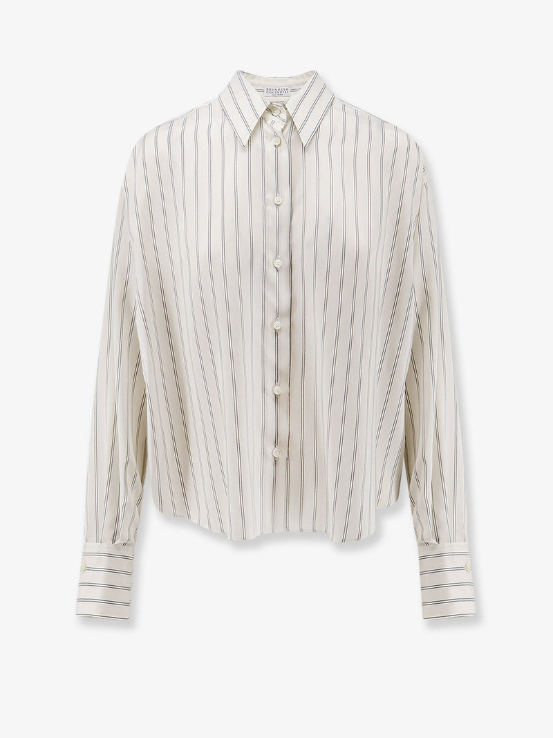 Brunello Cucinelli Brunello Cucinelli Striped Silk Shirt - World Class Fashion