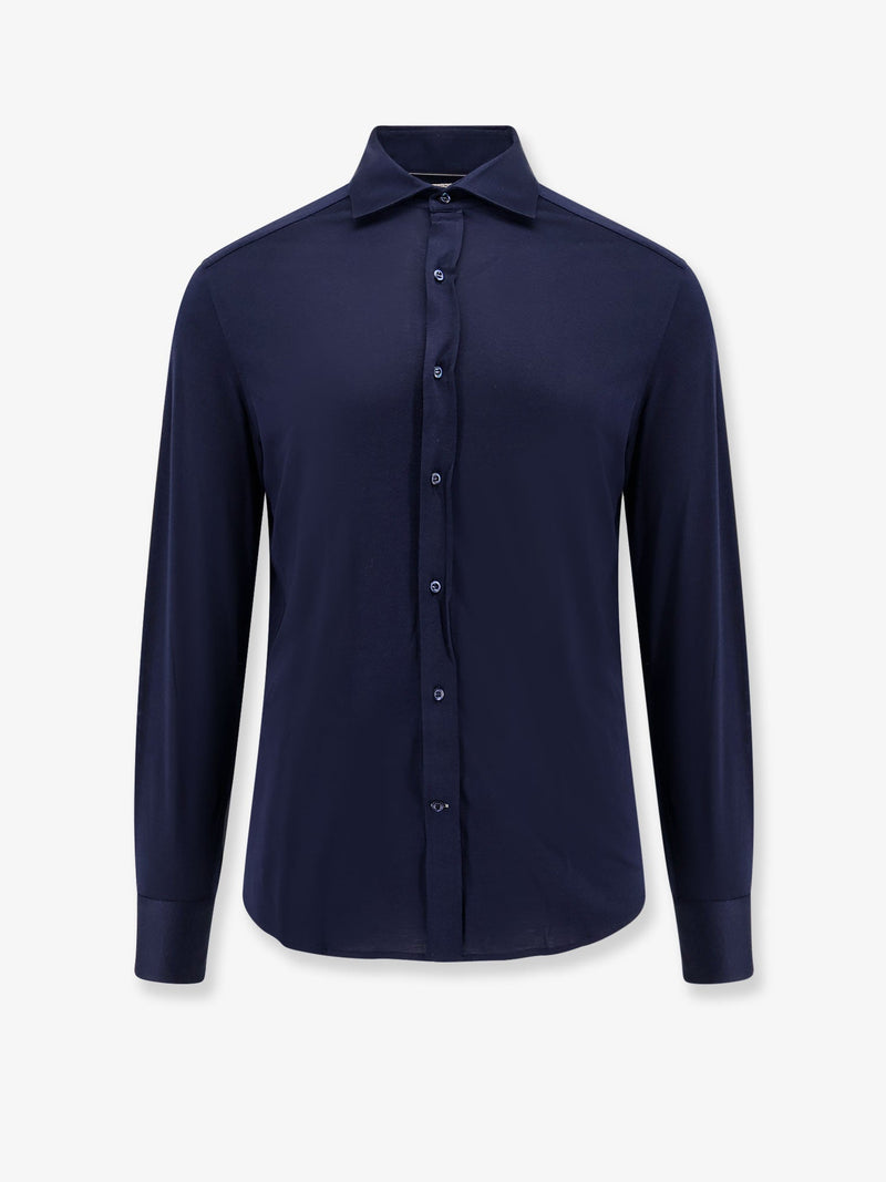 Brunello Cucinelli Brunello Cucinelli Silk and Cotton Blend Shirt Blue - World Class Fashion