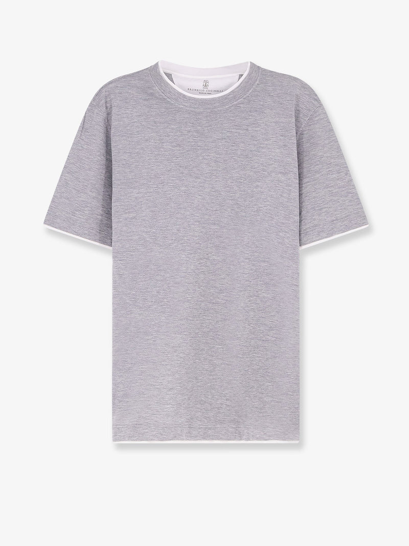 Brunello Cucinelli Brunello Cucinelli Silk And Cotton Blend T-Shirt Grey - World Class Fashion