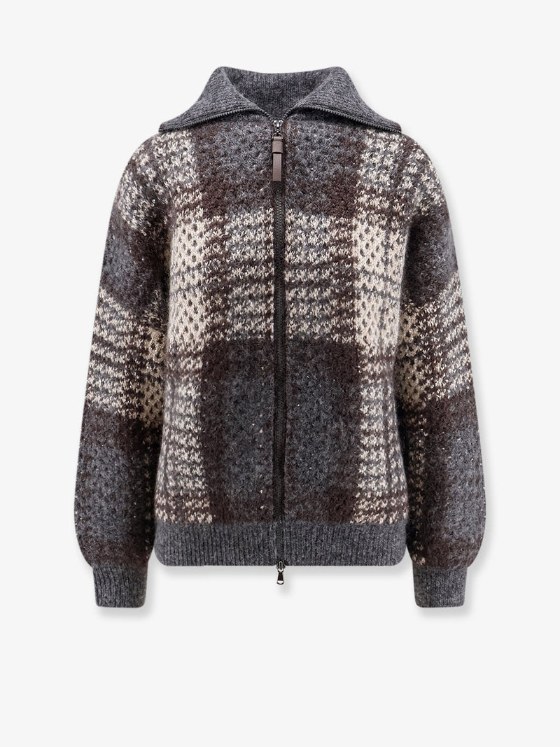 Brunello Cucinelli Brunello Cucinelli Cardigan With Intarsia And Micro-Sequin Embroidery - World Class Fashion