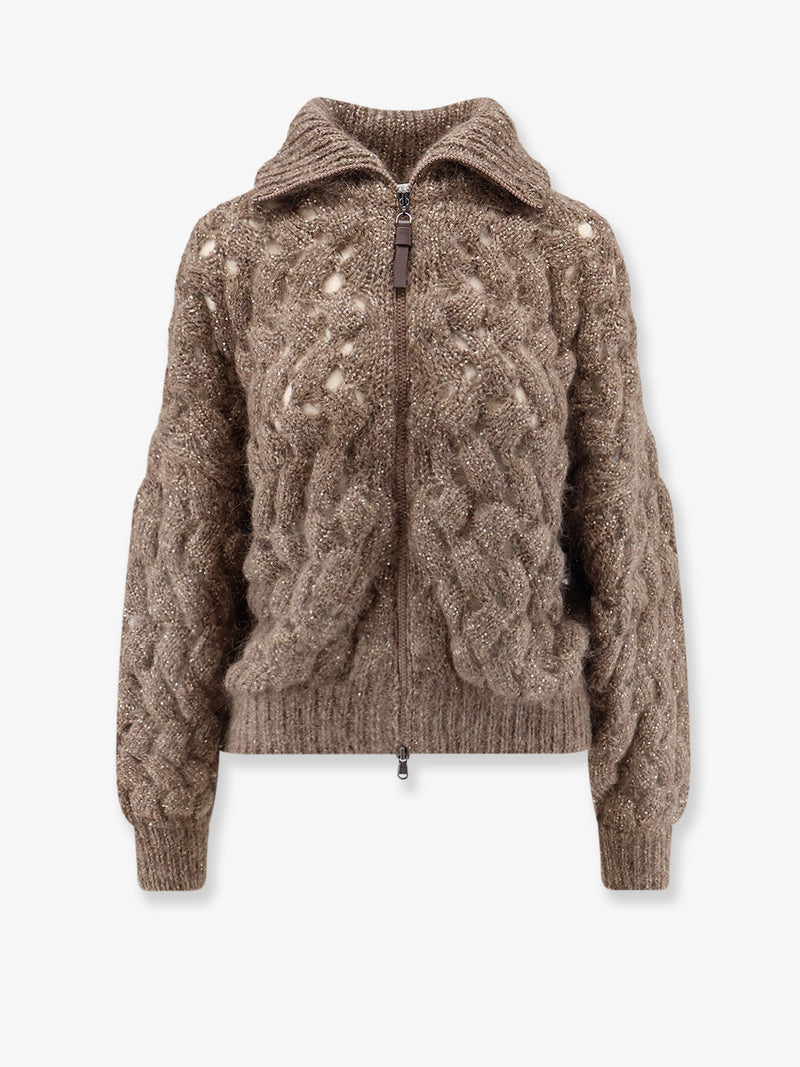Brunello Cucinelli Brunello Cucinelli Perforated Cardigan With Micro-Sequins - World Class Fashion