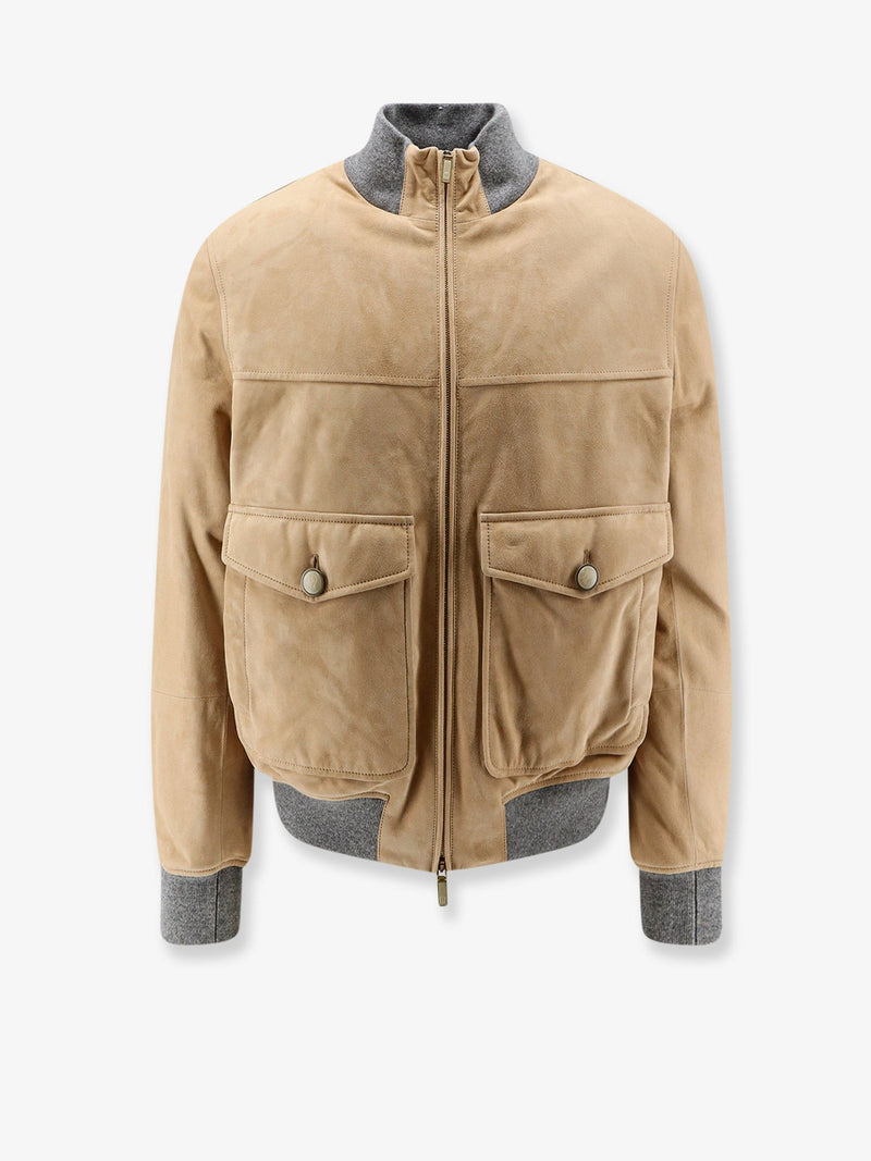 Brunello Cucinelli Brunello Cucinelli Padded Suede Jacket Beige - World Class Fashion