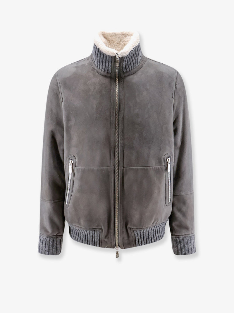 Brunello Cucinelli Brunello Cucinelli Shearling Jacket Grey - World Class Fashion