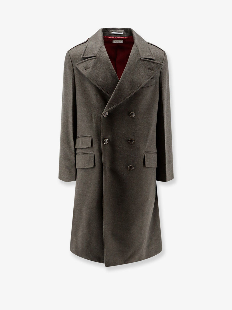 Brunello Cucinelli Brunello Cucinelli Double-Breasted Virgin Wool Coat Grey - World Class Fashion