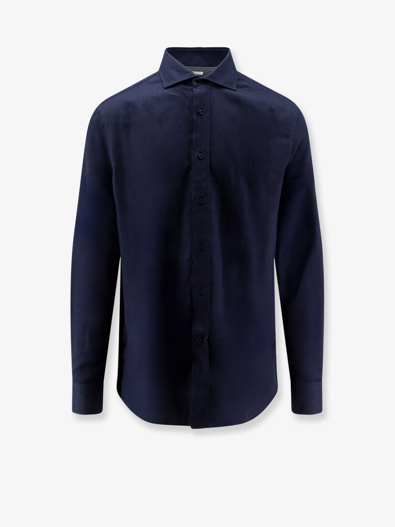 Brunello Cucinelli Brunello Cucinelli Cotton and Lyocell Shirt Blue Men - World Class Fashion