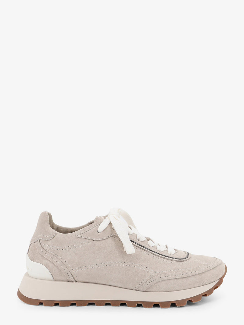 Brunello Cucinelli Brunello Cucinelli Suede Sneakers with Monili White - World Class Fashion