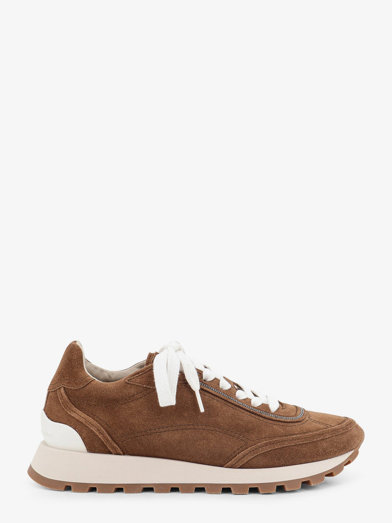 Brunello Cucinelli Brunello Cucinelli Suede Sneakers with Monili Brown - World Class Fashion