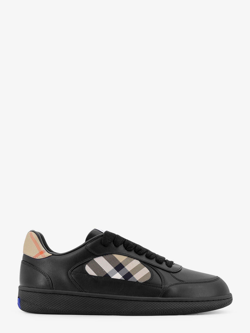 Burberry Burberry Leather Sneakers with Check Inserts Black - World Class Fashion