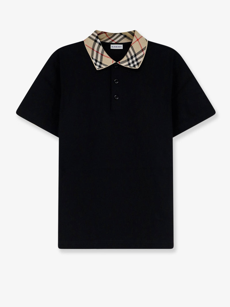 Burberry Burberry Cotton Polo Shirt With Check Collar Detail - World Class Fashion