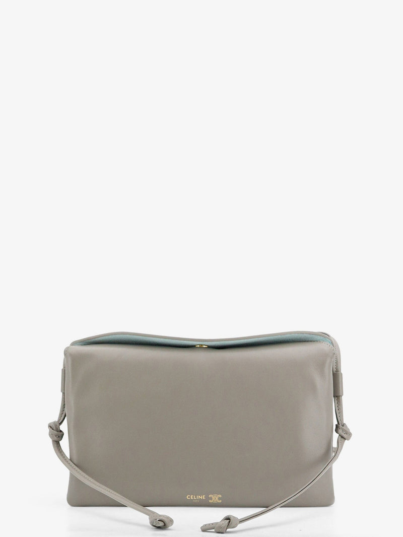 Celine Celine Trio Leather Crossbody Bag Grey - World Class Fashion