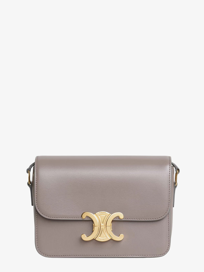 Celine Celine Teen Triomphe Leather Crossbody Bag Grey - World Class Fashion