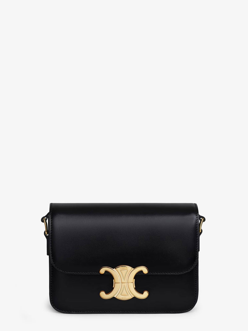 Celine Celine Teen Triomphe Leather Crossbody Bag Black - World Class Fashion
