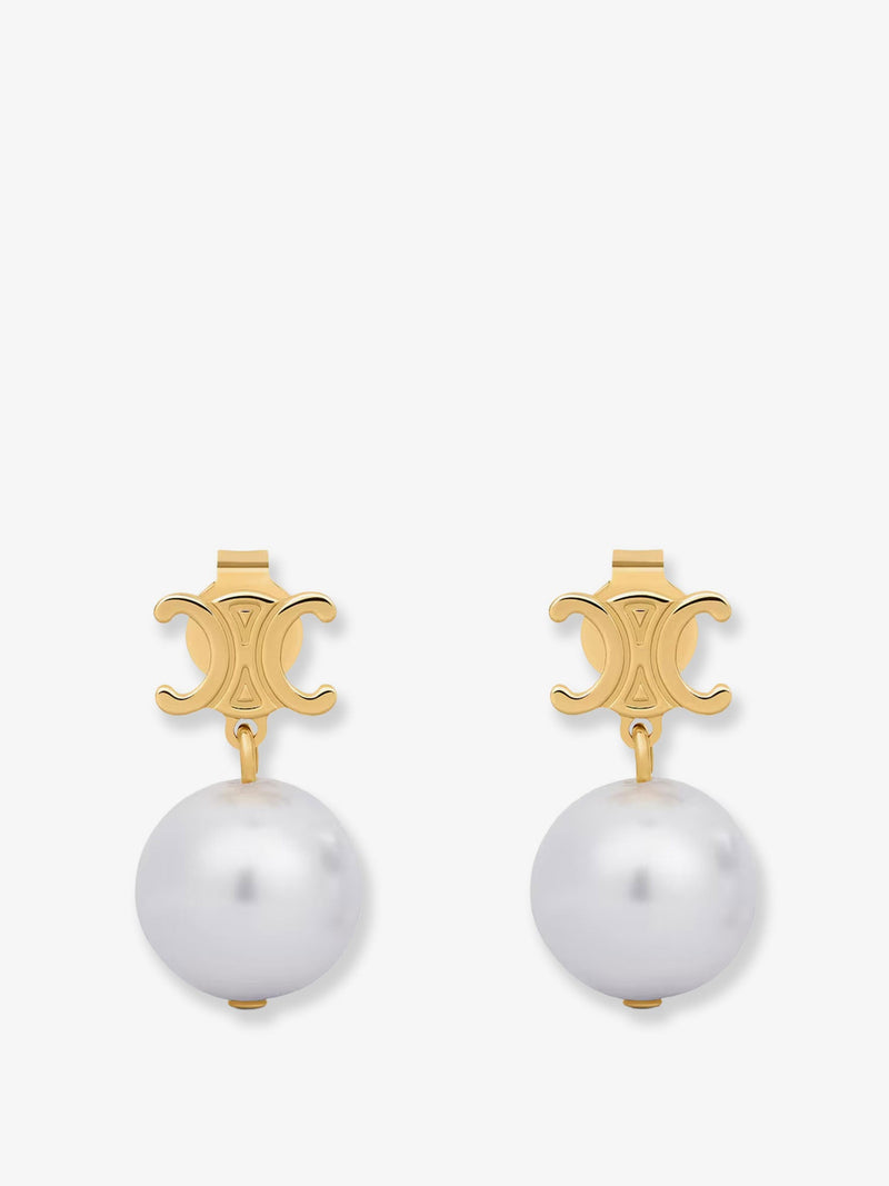 Celine Celine Brass Earrings with Pearls Gold - World Class Fashion