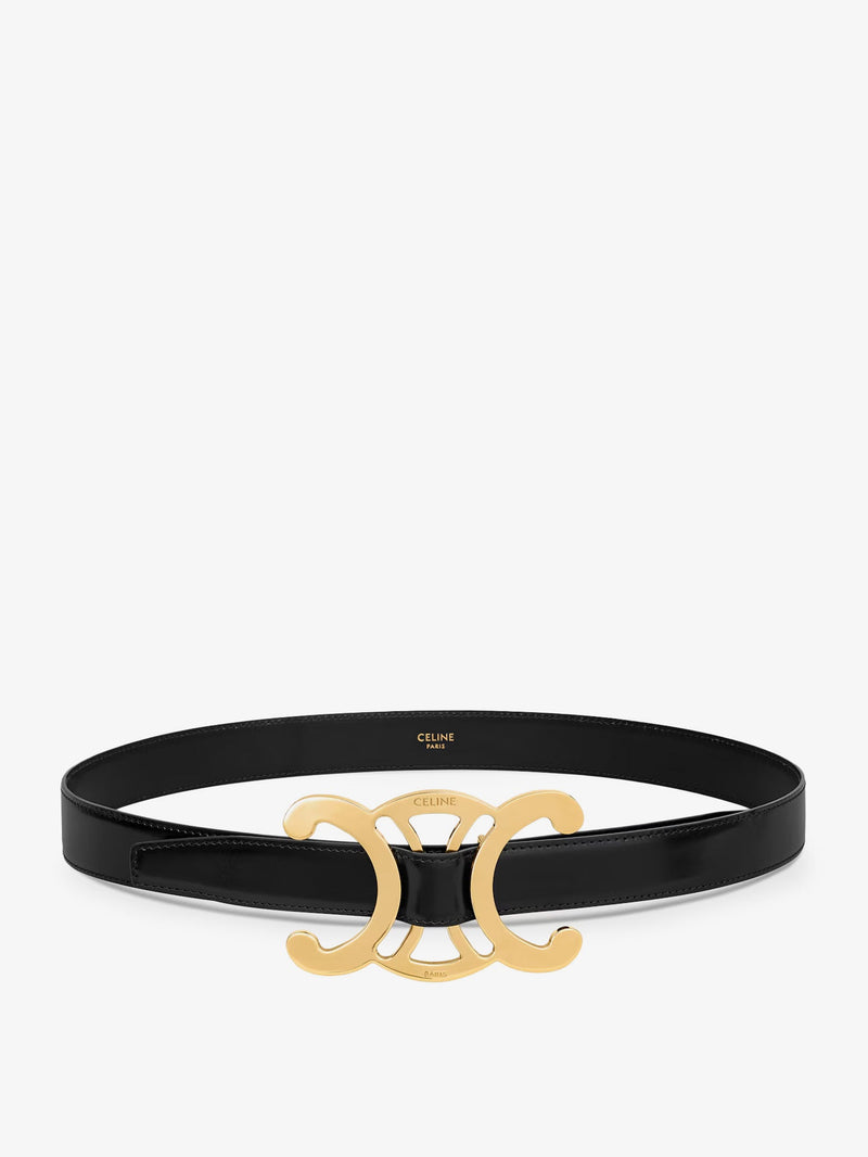 Celine Celine Leather Belt with Triomphe Logo Black - World Class Fashion