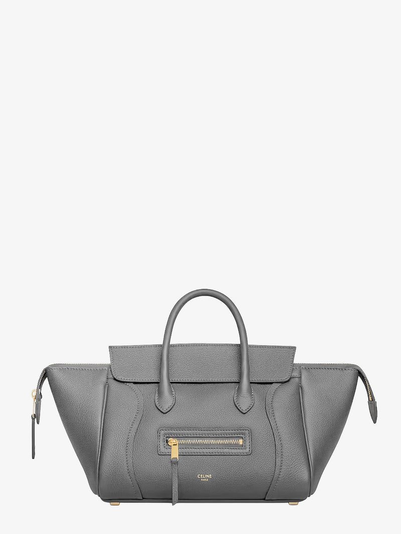 Celine Celine Luggage Small Leather Crossbody Bag Grey - World Class Fashion