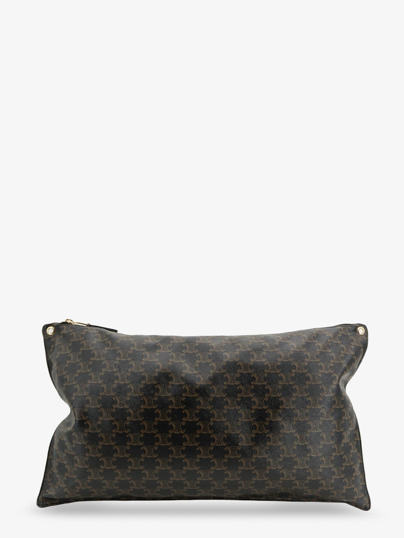 Celine Celine Pillow Bag Triomphe Canvas Maxi Clutch Brown - World Class Fashion