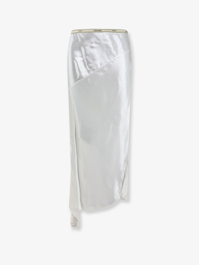 Celine Celine Viscose Satin Midi Skirt White - World Class Fashion