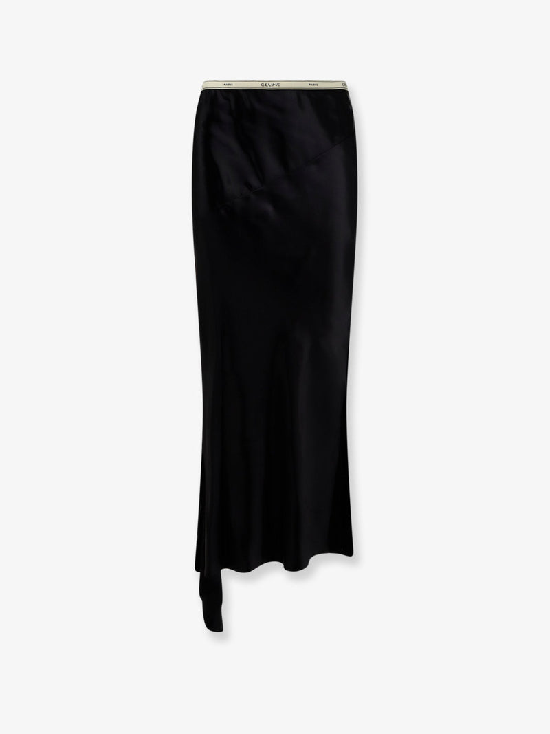 Celine Celine Viscose Satin Midi Skirt Black - World Class Fashion