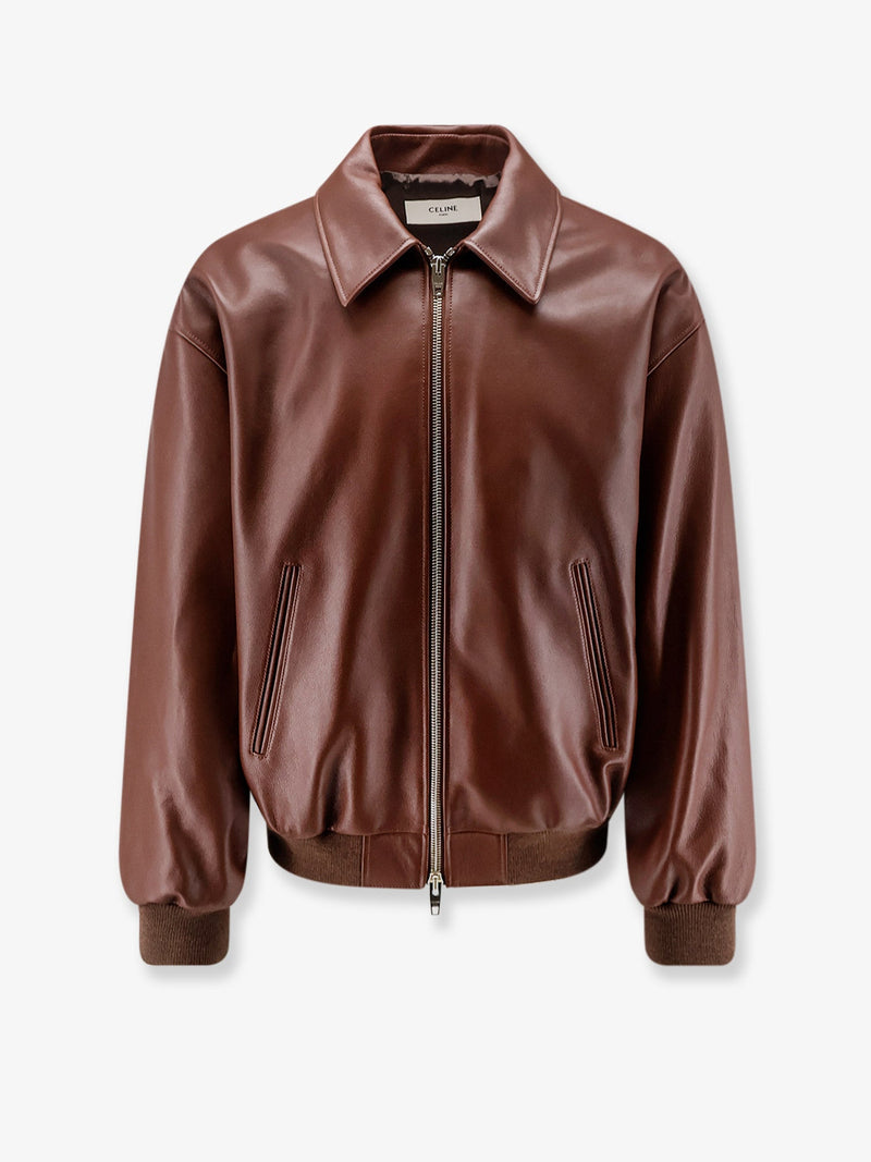 Celine Celine Teddy Leather Jacket Brown - World Class Fashion