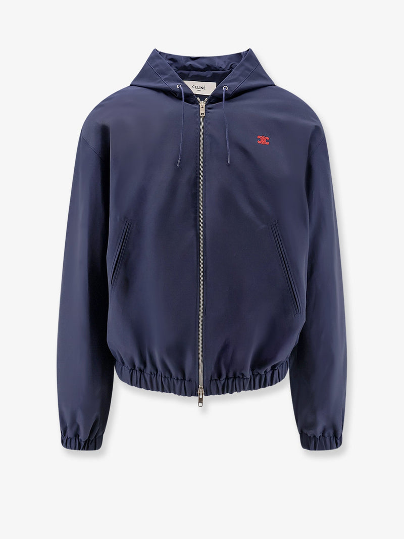 Celine Celine Cotton Blend Hooded Jacket Blue Men - World Class Fashion
