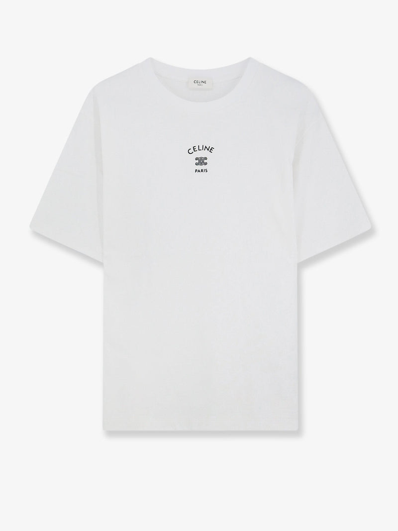 Celine Celine Cotton T-Shirt with Logo Print White - World Class Fashion