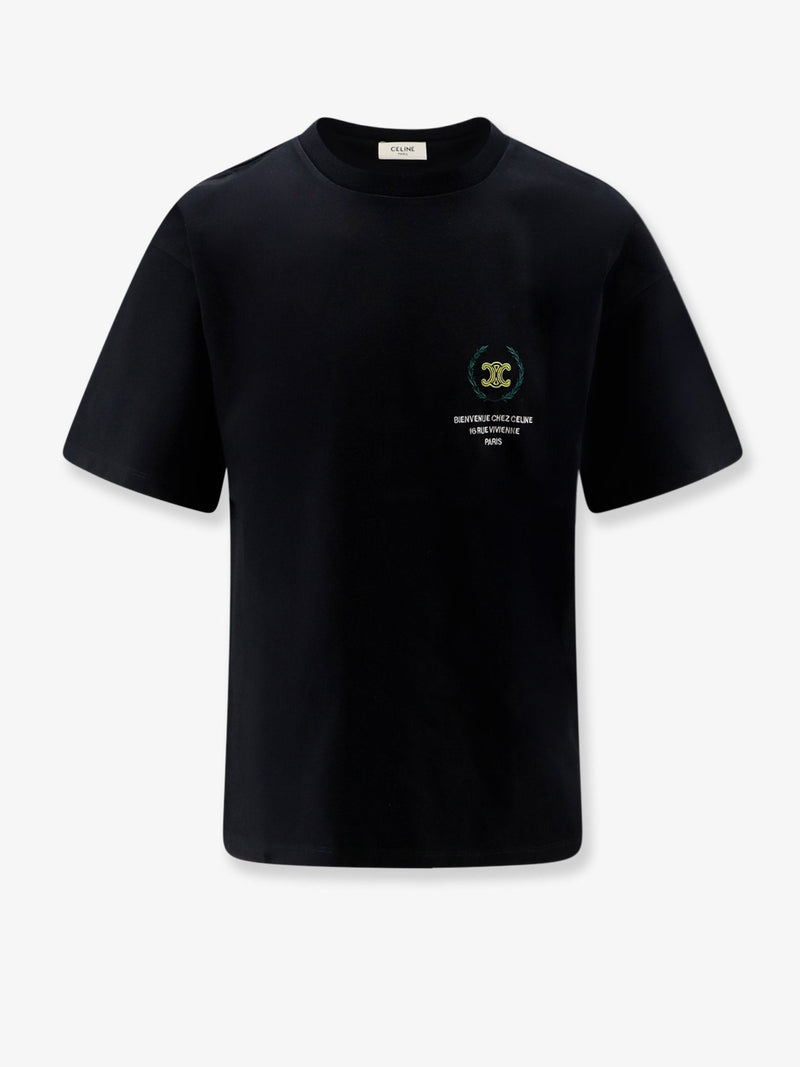 Celine Celine Cotton T-Shirt with Iconic Embroidery Black - World Class Fashion