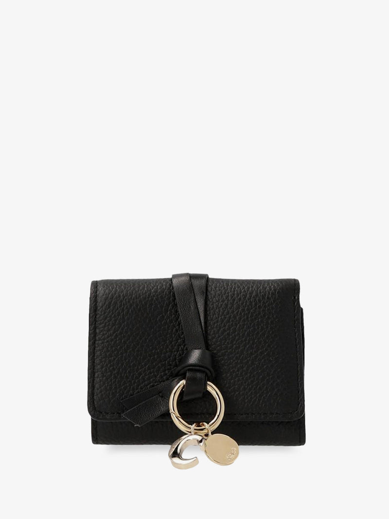 Chloe Chloe Mini Alphabet Trifold Leather Wallet Black - World Class Fashion