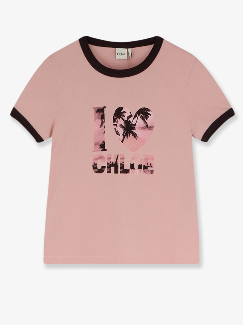 Chloe Chloe Cotton T-Shirt with Print Pink - World Class Fashion