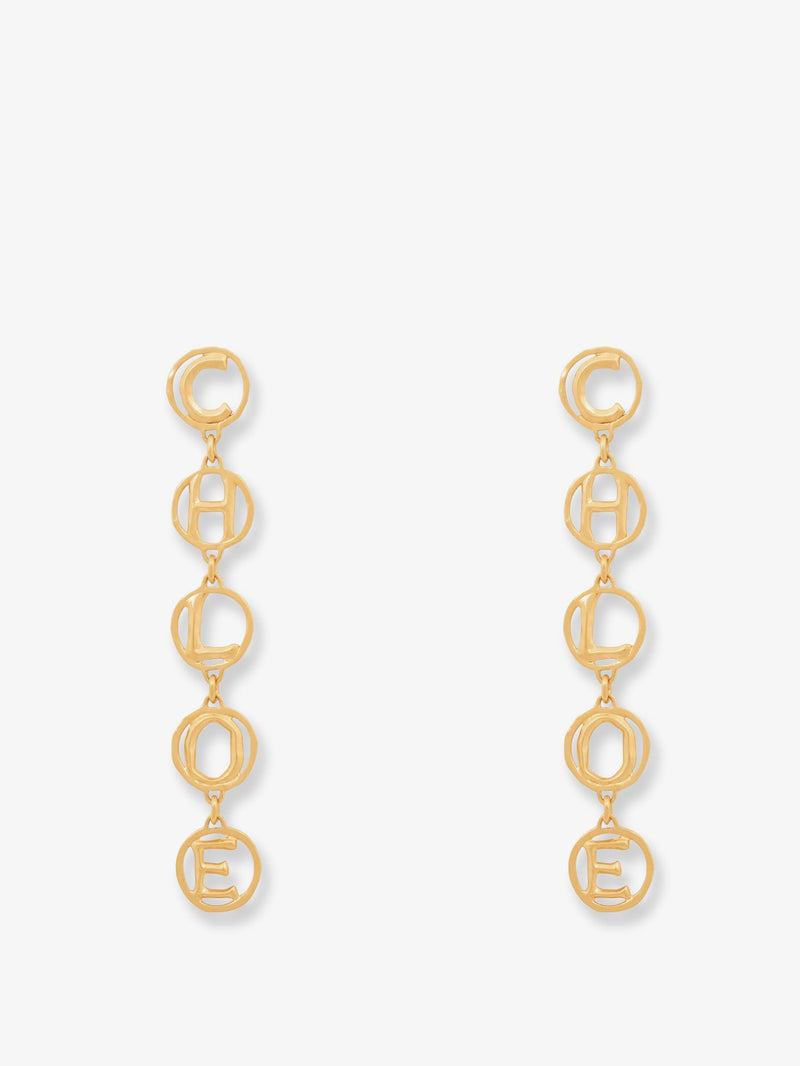 Chloe Chloe Brass Script Earrings Gold - World Class Fashion