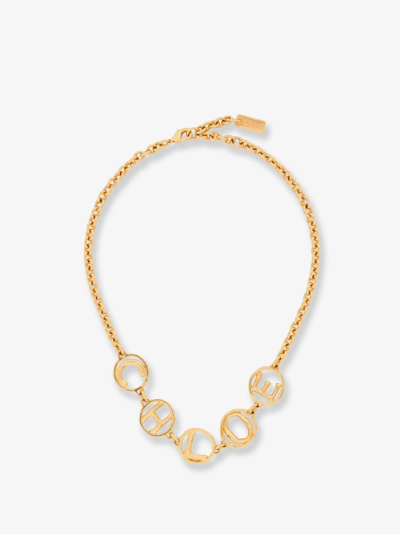 Chloe Chloe Brass Script Necklace Gold - World Class Fashion