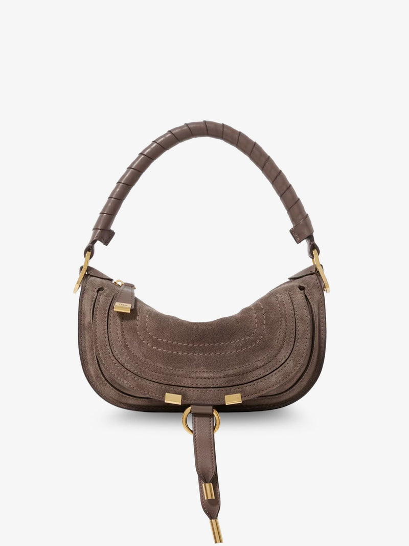 Chloe Chloe Marcie Suede Shoulder Bag Grey - World Class Fashion
