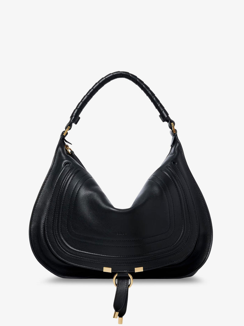 Chloe Chloe Marcie Medium Leather Shoulder Bag Black - World Class Fashion