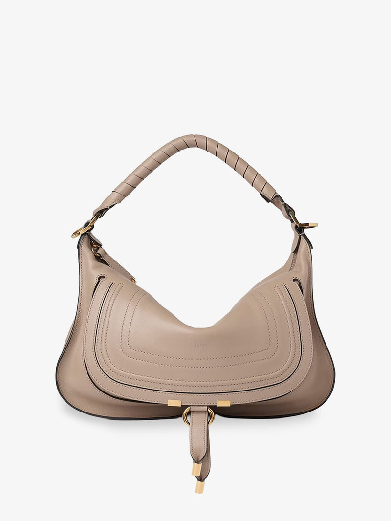 Chloe Chloe Marcie Small Leather Shoulder Bag Beige - World Class Fashion