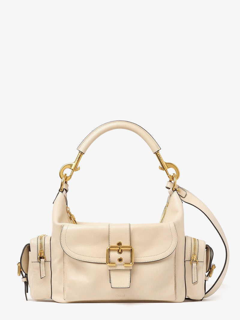 Chloe Chloe Medium Double Carry Leather Shoulder Bag Beige - World Class Fashion