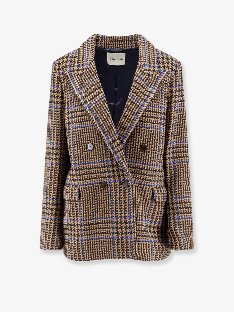 Closed Closed Double-Breasted Prince-Of-Wales Coat Brown - World Class Fashion