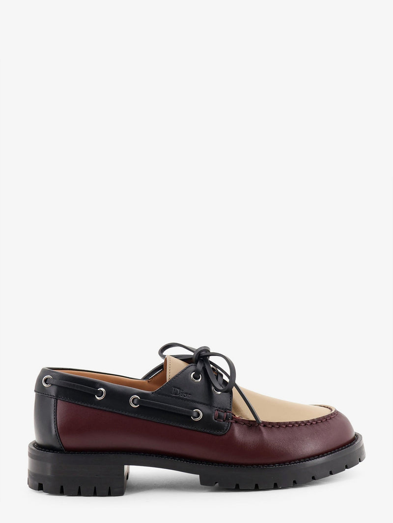 Dior Dior Archie Lug Leather Moccasin Burgundy Beige - World Class Fashion