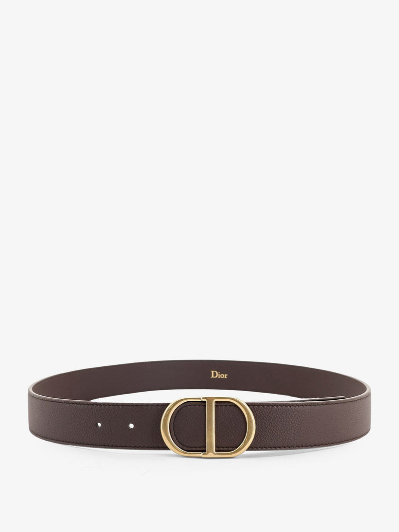 Dior Dior Grained Calfskin Belt Dark Brown - World Class Fashion